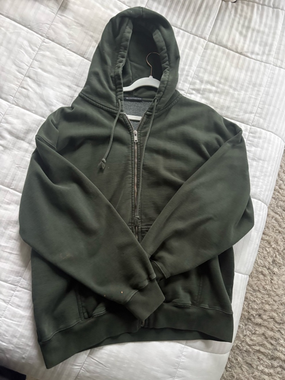Dark Green brandy Melville Zip-Up Hoodie